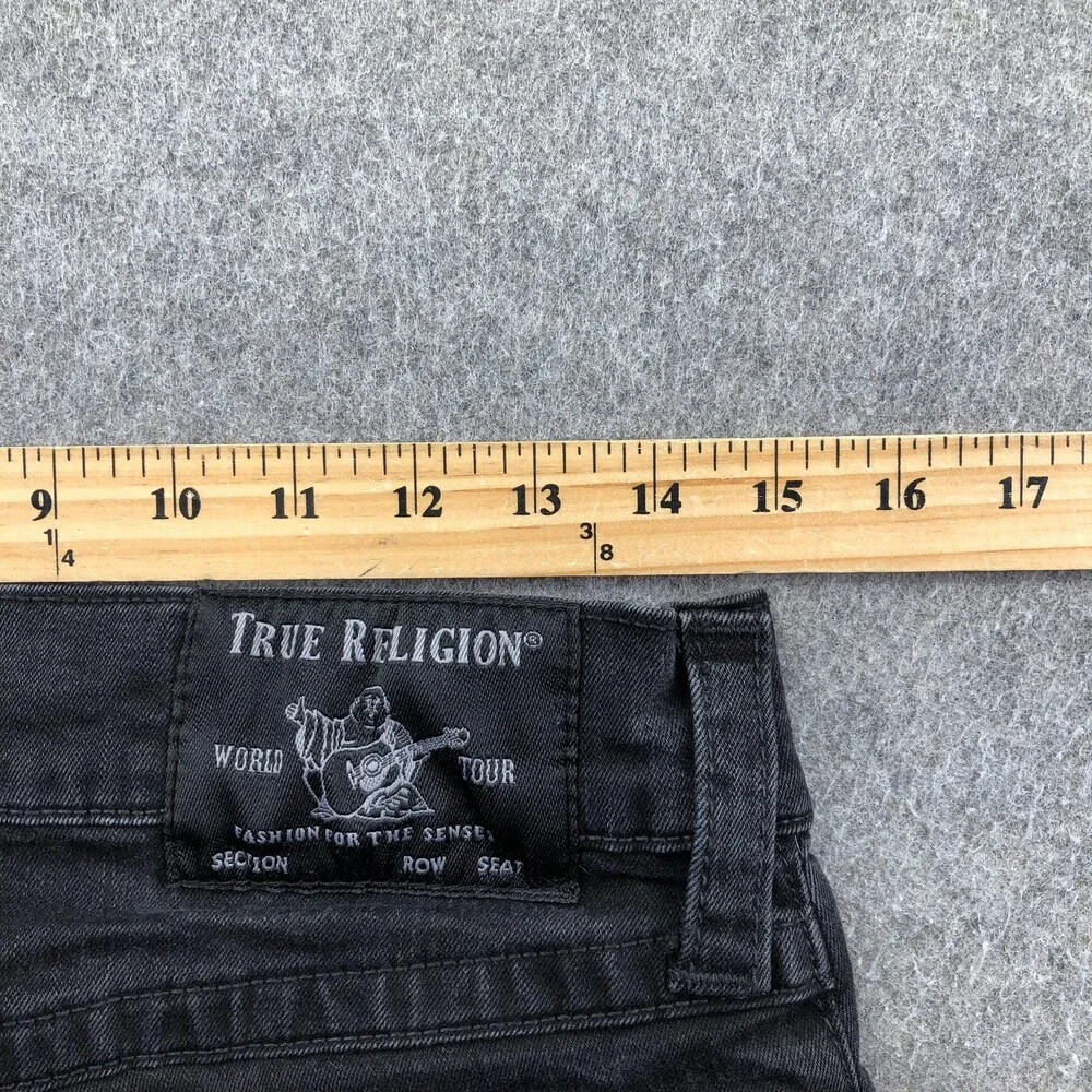 True Religion Jeans Mens 30x35 Black Ricky Relaxed Straight Denim